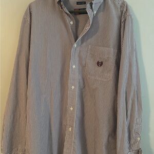 Men's Striped Button-Down Shirt - Maroon/White